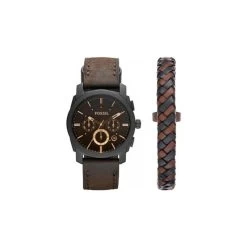 Montre Homme Fossil FS5251SET - Collection MACHINE Style Tendance Avec Cuir Et Acier - Mouvement Quartz - Chronographe