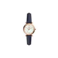 Montre Femme Fossil Carlie Mini Cuir Bleu Acier Rose - ES4502