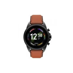 Montre Homme Connectée Fossil Gen 6 Smartwatch En Cuir Marron Ref FTW4062