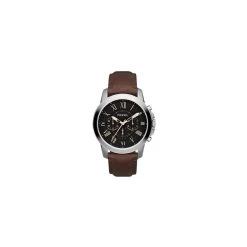Montre Homme Fossil FS4813 - Collection GRANT Style Mode Avec Cuir Et Acier - Mouvement Quartz - Chronographe