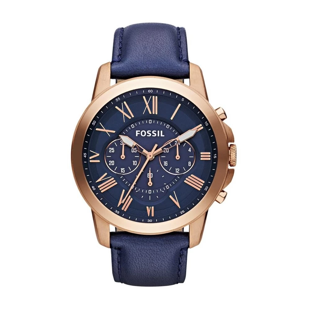 Montre Homme FOSSIL GRANT En Cuir Bleu Etanche 4 Montre Homme FOSSIL GRANT En Cuir Bleu Etanche - Image 2