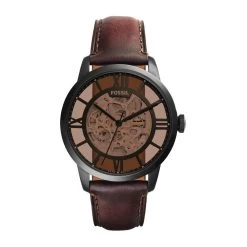 Montre Homme Fossil ME3098 - Collection OAK BARREL TOWNSMAN Style Mode Avec Cuir Et Acier - Mouvement Automatique