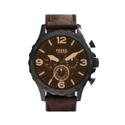 Montre Homme Fossil JR1487 - Collection CLASSICS NATE Style Tendance Avec Cuir Et Acier - Mouvement Quartz - Chronographe